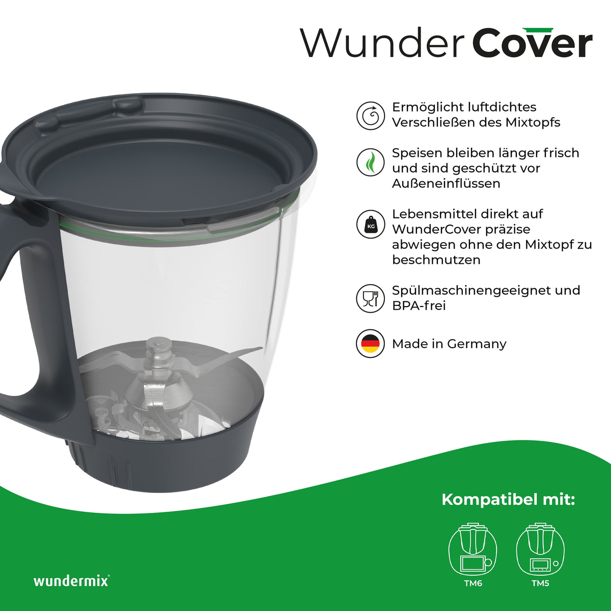 WunderCover® | Frischhalte-Deckel mit Wiegefunktion für Thermomix TM7, TM6, TM5