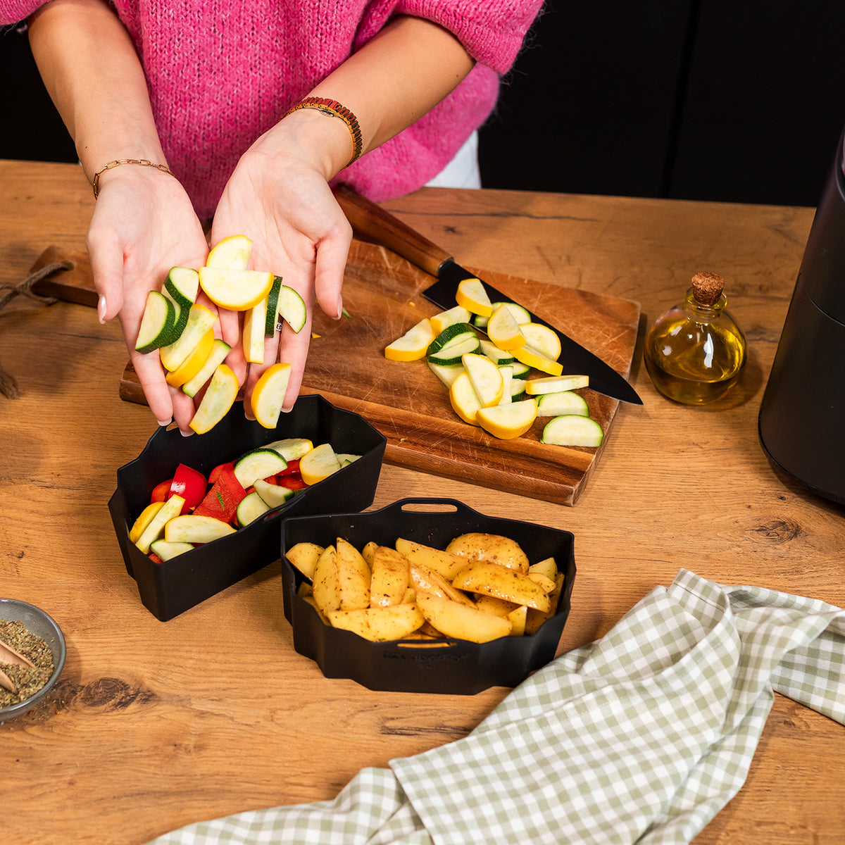 ZauberFry® | DUAL Silikonform für AirFryer kompatibel mit Philips, Cosori und mehr