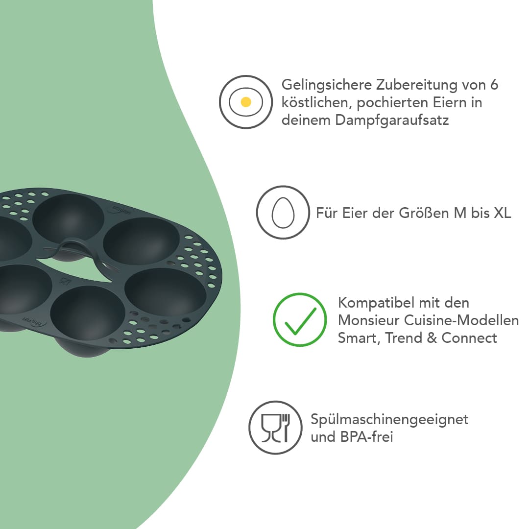 MixEgg® | Eierpochiereinsatz für Monsieur Cuisine Smart, Trend, Connect