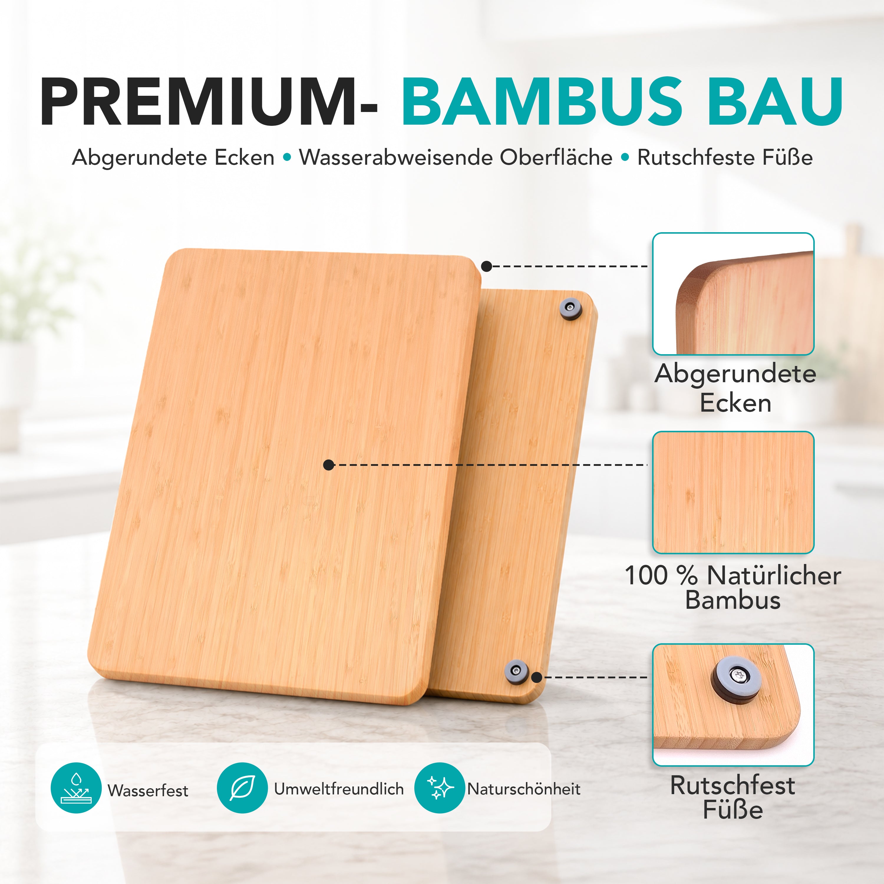 WunderFry® | Airfryer Bambusgleitbrett mit Schubladenablage