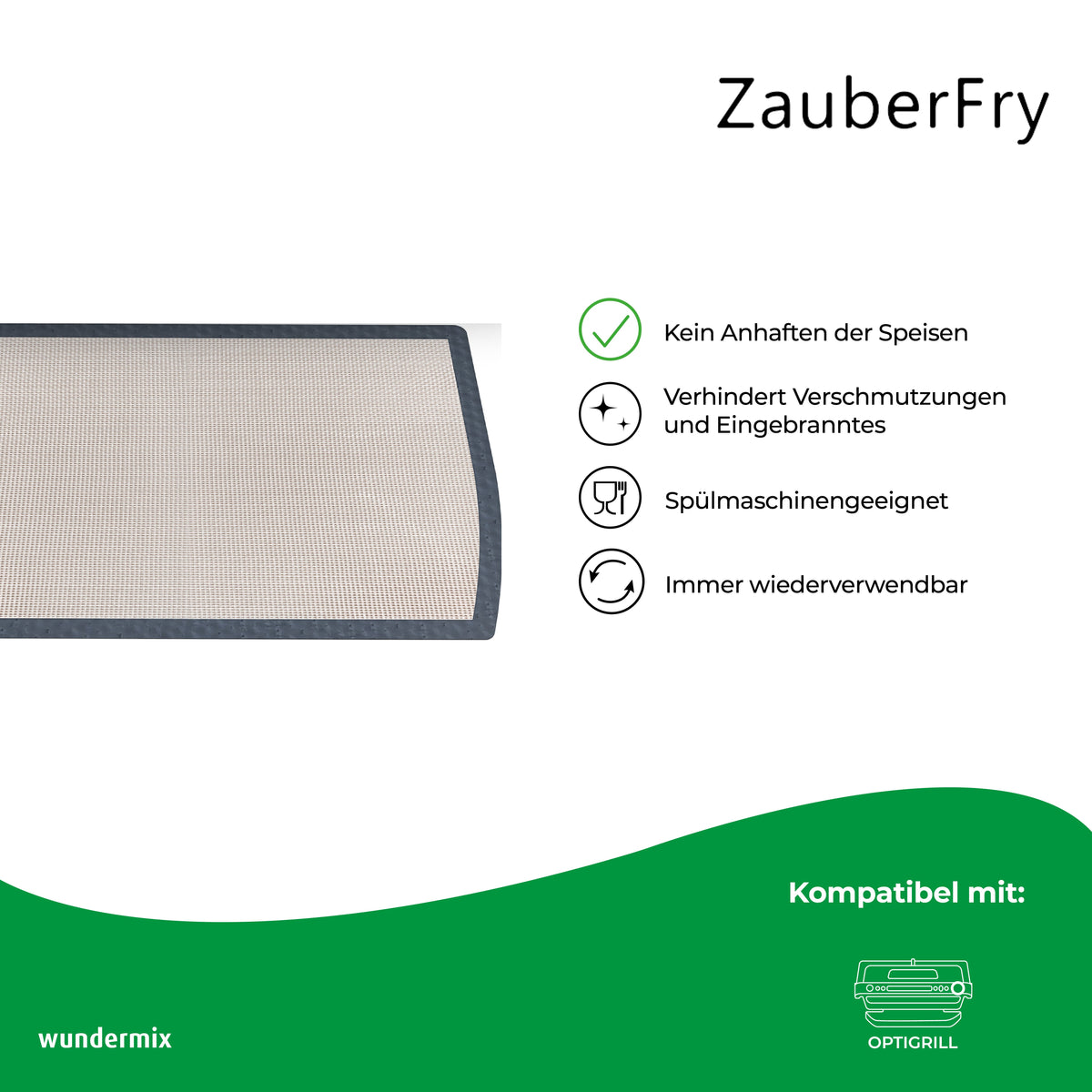 ZauberFry | Dauerbackmatte aus Silikon kompatibel mit Tefal OptiGrill XL