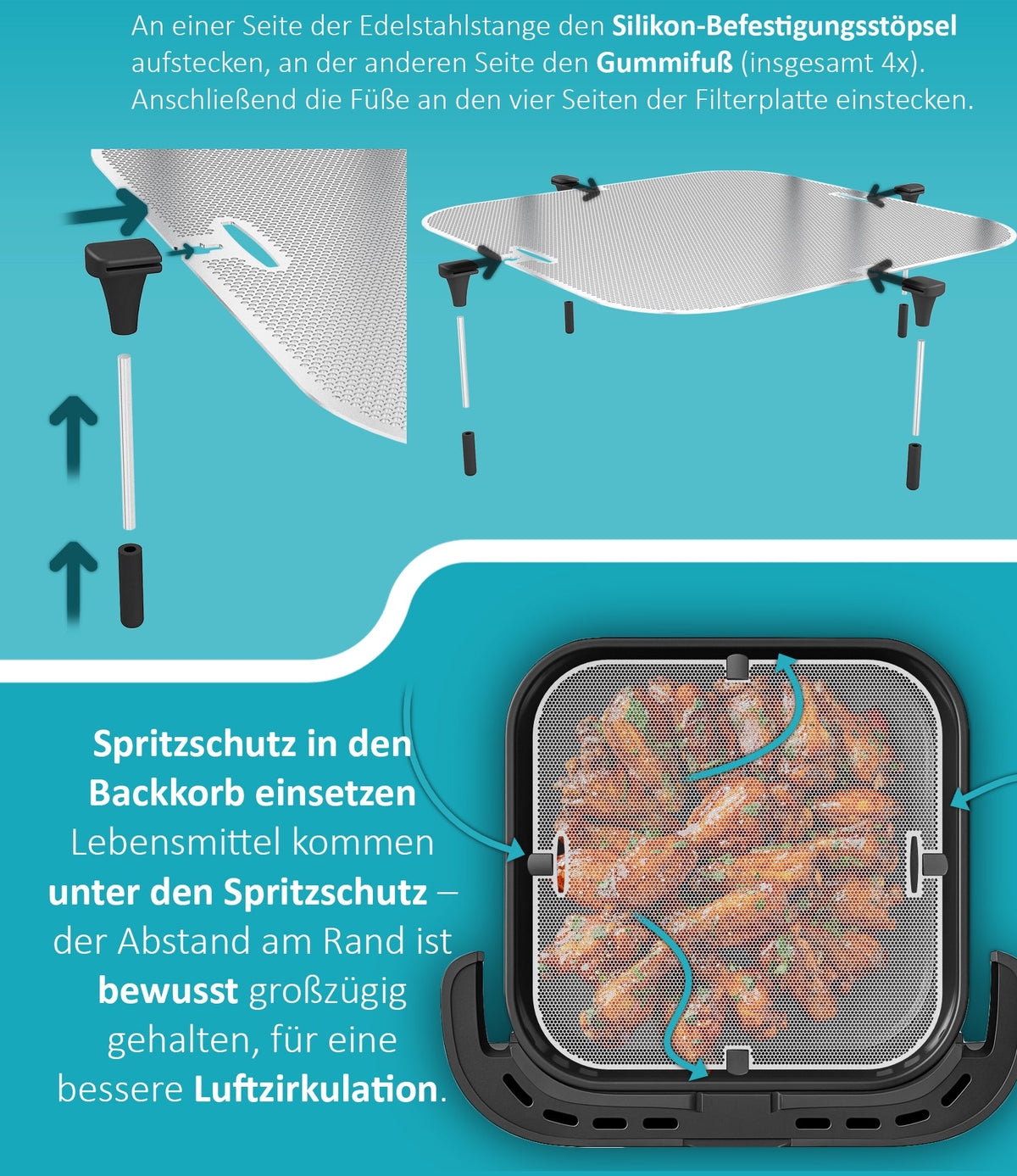 ZauberFry | Spritzschutz für Tefal Easy Fry XL Surface Airfryer