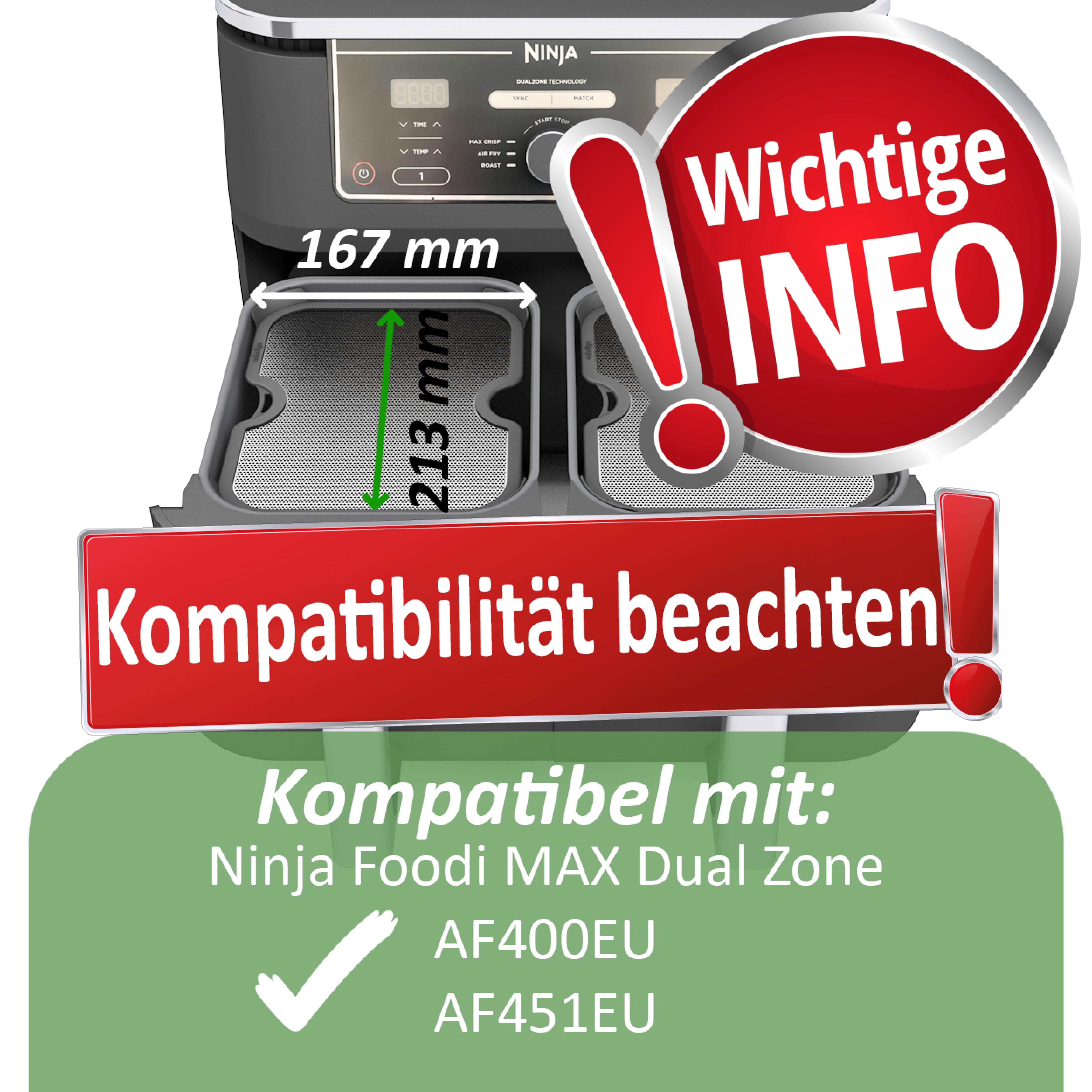 ZauberFry | Spritzschutz kompatibel mit Ninja Foodi MAX Dual Zone (2er-Set)