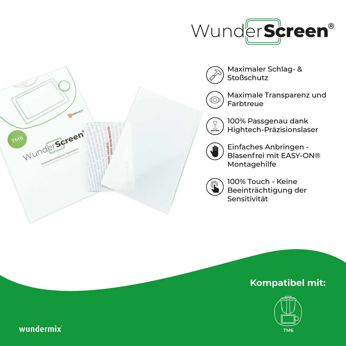 WunderScreen® Hybrid-Glas Displayschutz für Thermomix TM6