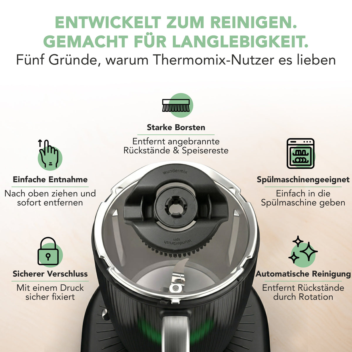 WunderBrush Spin® | Mixtopf-Reinigungsbürste für Thermomix TM7, TM6, TM5