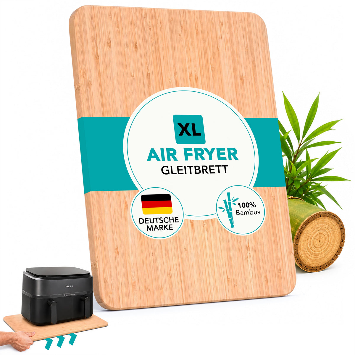 WunderFry® | Airfryer Bambusgleitbrett mit Schubladenablage