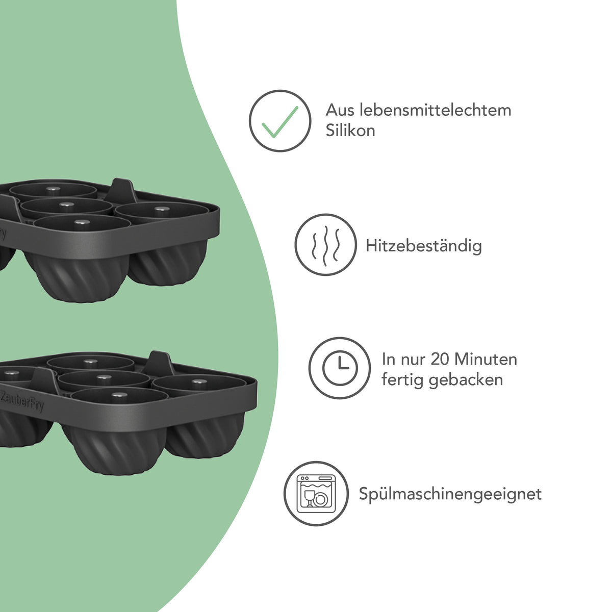 ZauberFry | Backform „Mini-Gugelhupf“ kompatibel mit Ninja Airfryer  (2er-Set)