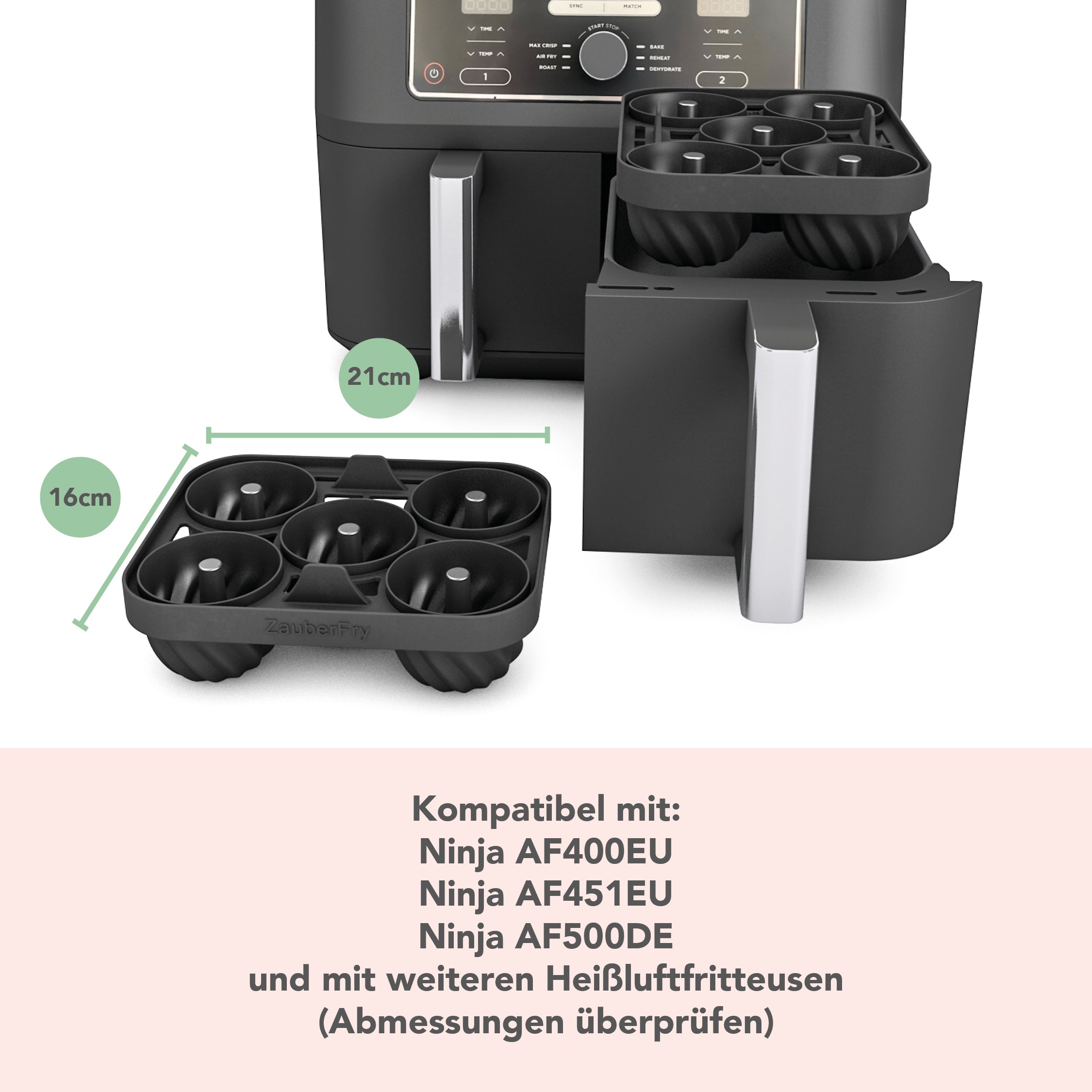 ZauberFry | Backform „Mini-Gugelhupf“ kompatibel mit Ninja Airfryer  (2er-Set)